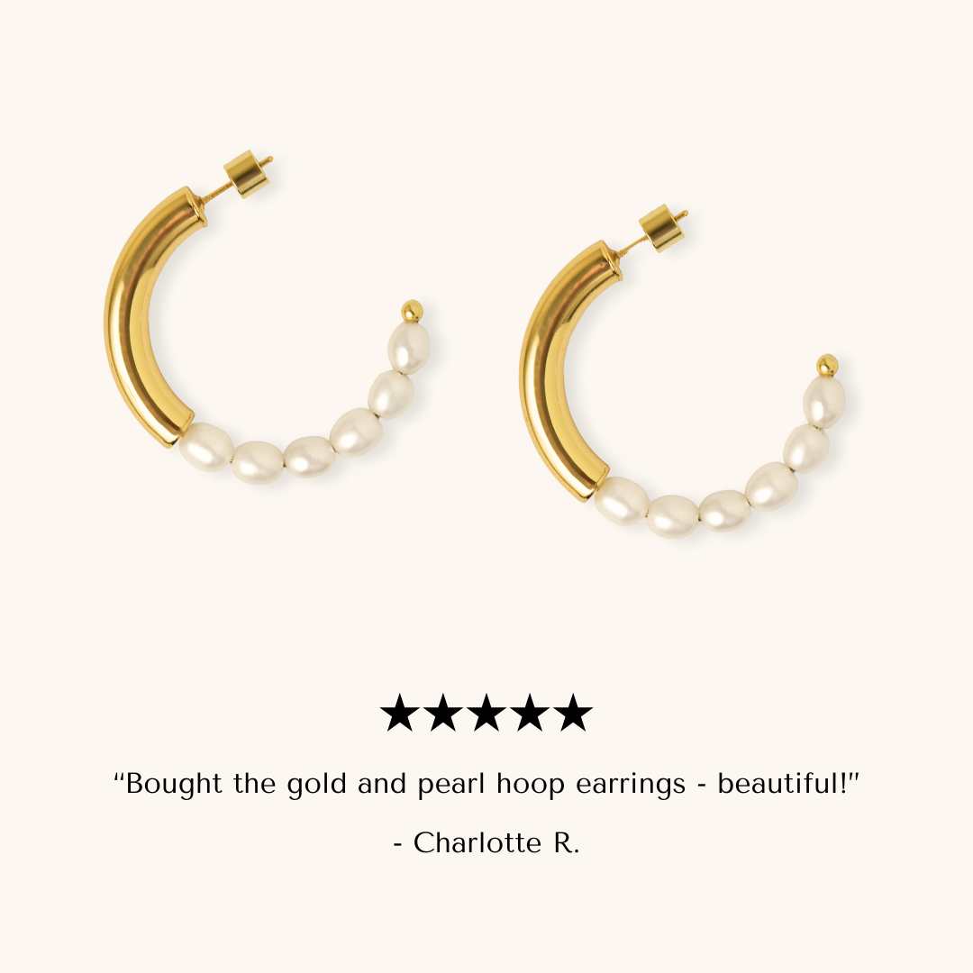 Gold & Pearl Hoop Earrings