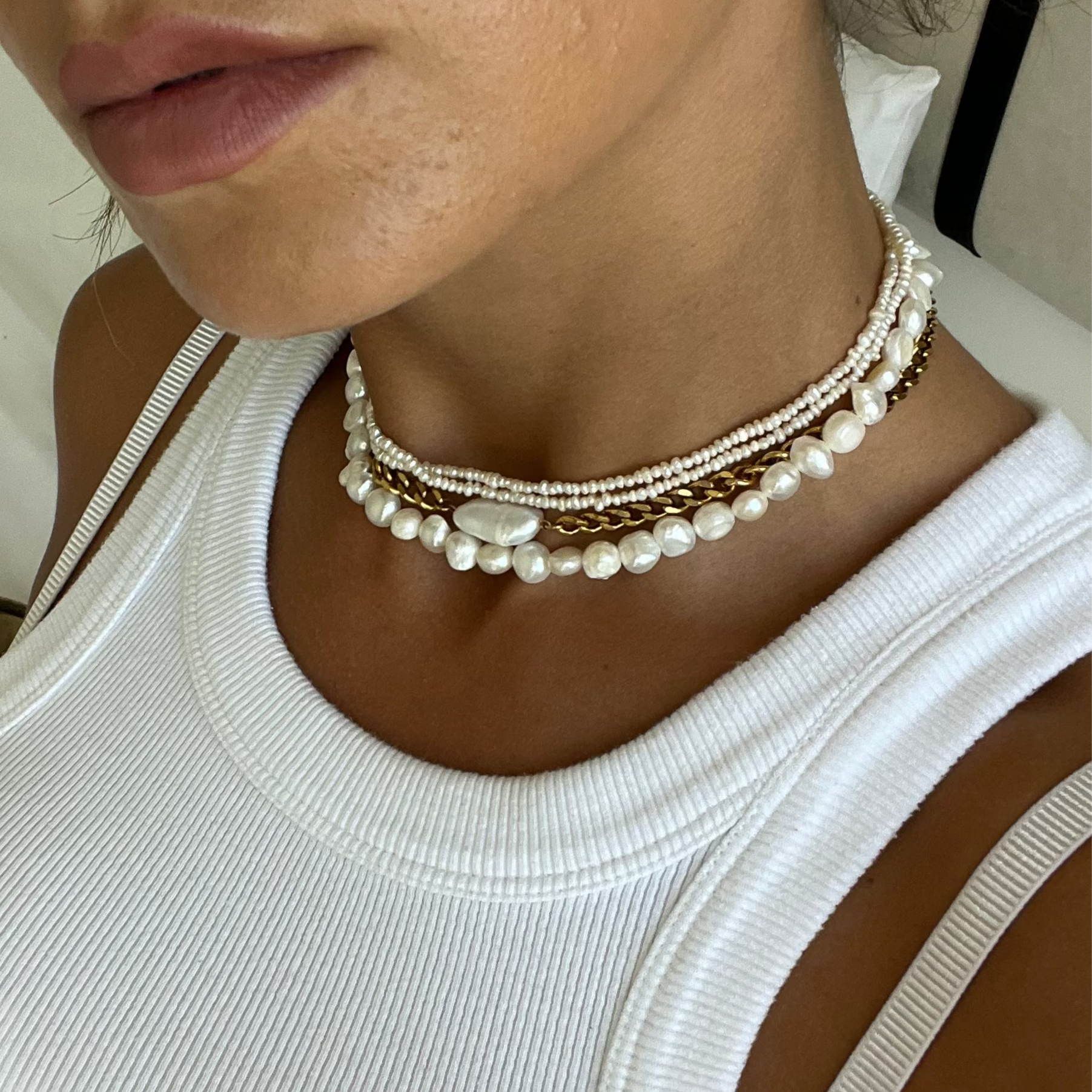Pearl Pill & Mini Pearl Necklace Stack
