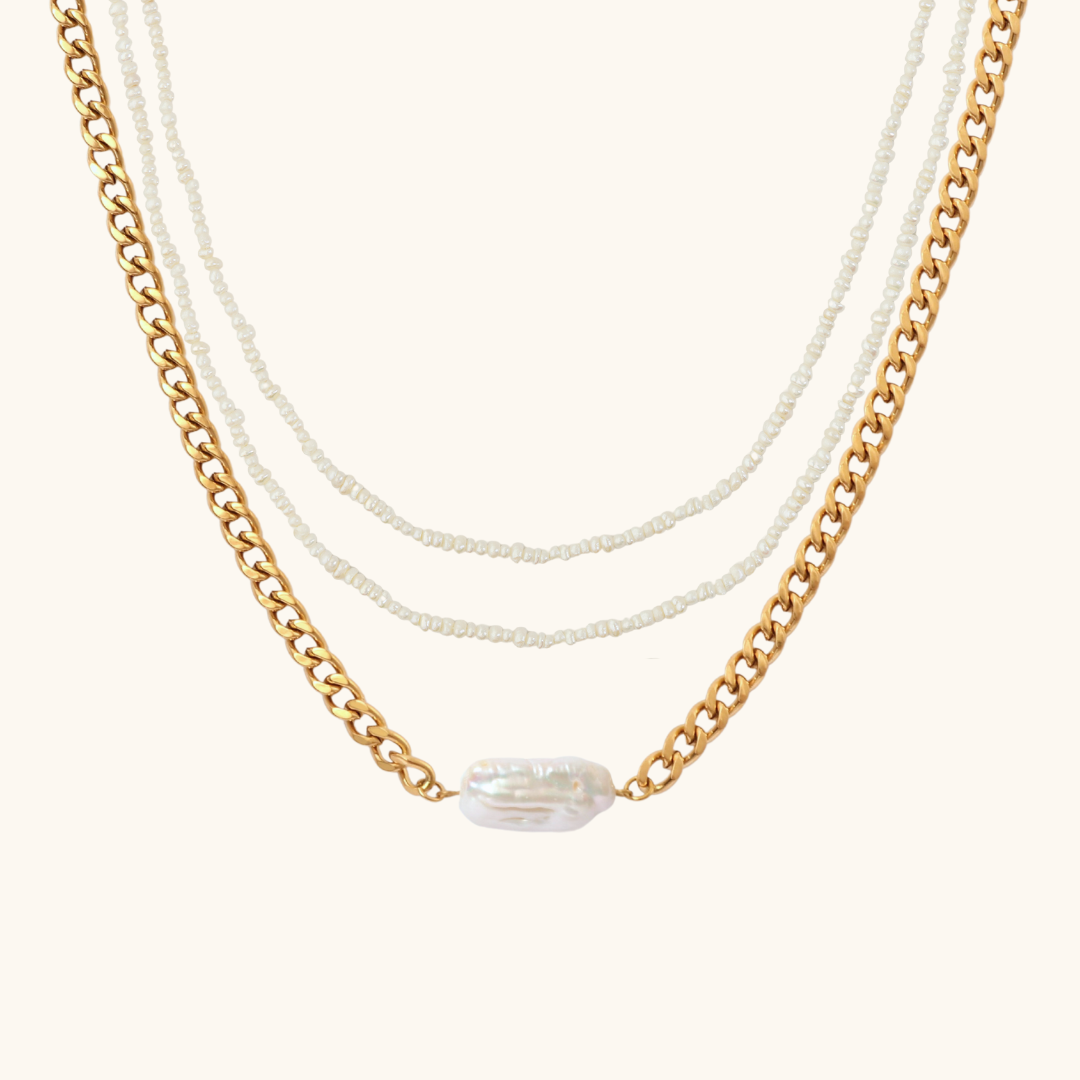 Pearl Pill & Mini Pearl Necklace Stack