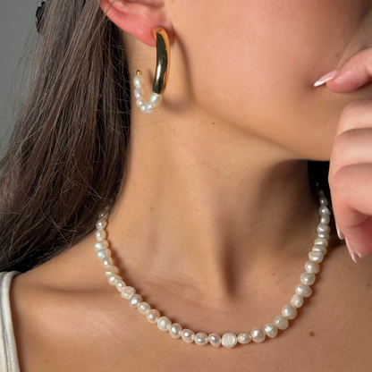 Baroque Necklace &amp; Hoop Set