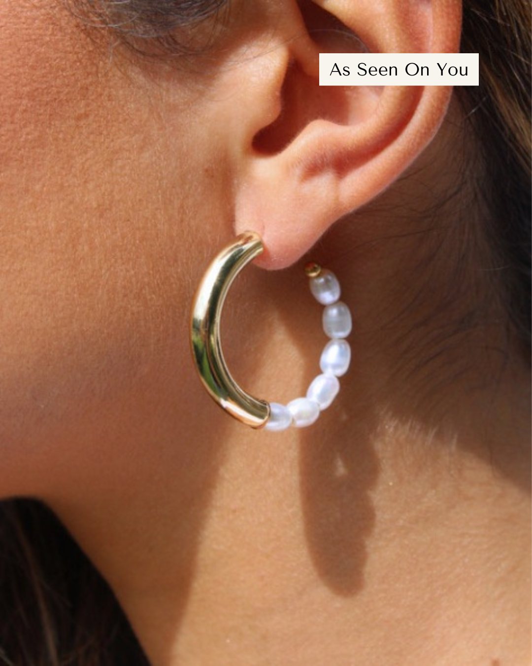 Gold &amp; Pearl Hoop Earrings