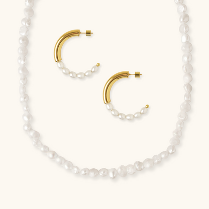 Baroque Necklace &amp; Hoop Set