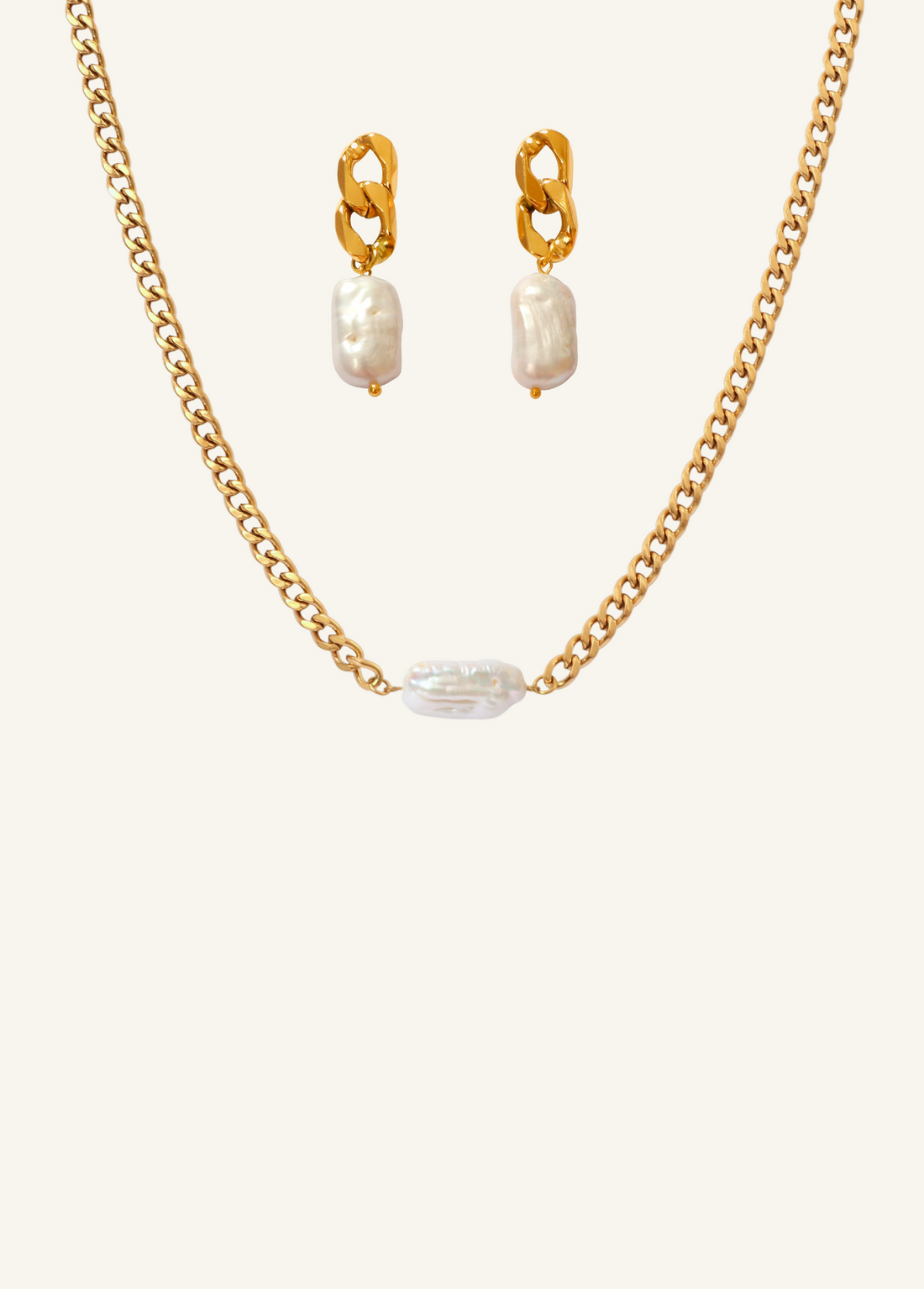 Pearl Pill Necklace &amp; Earring Set