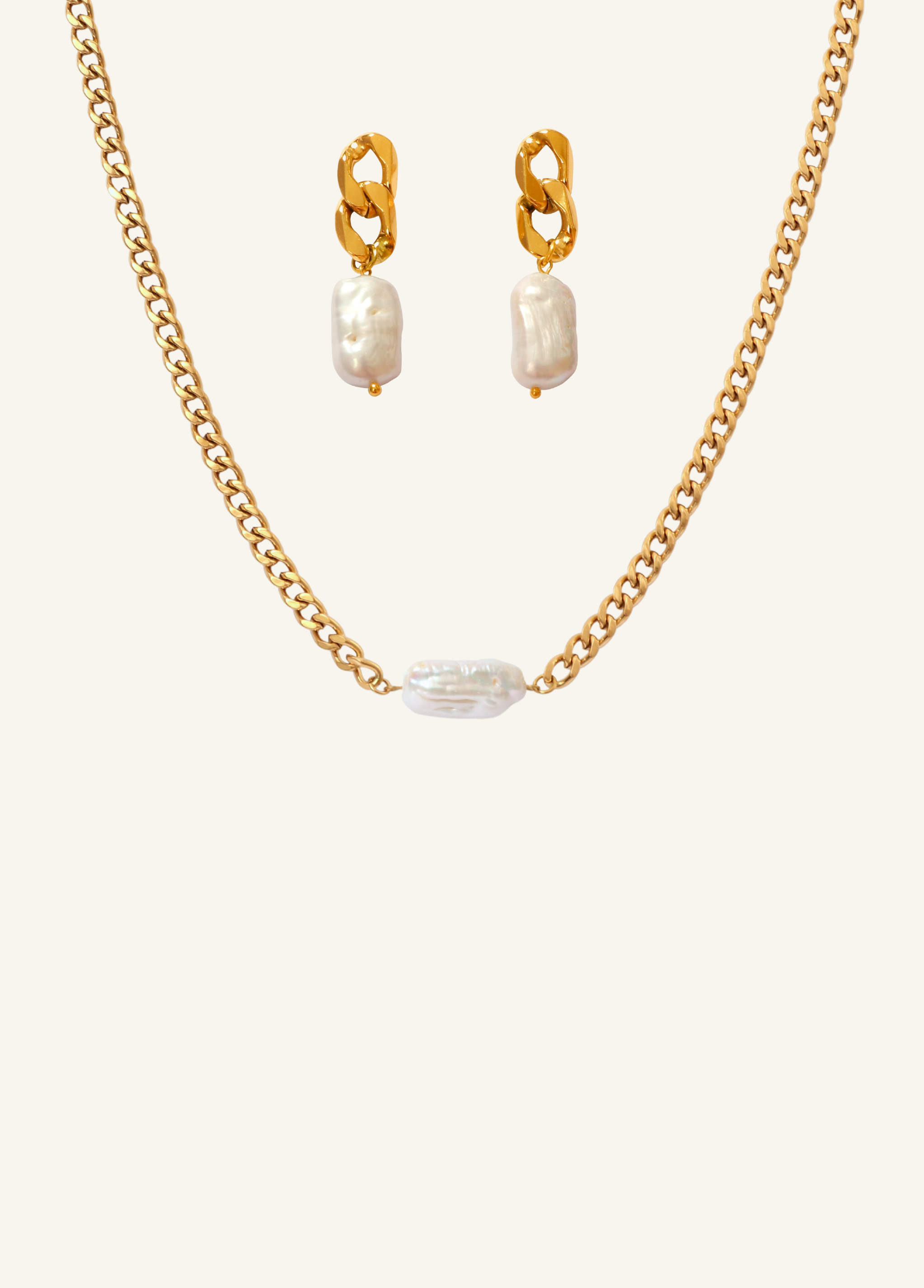 Pearl Pill Necklace &amp; Earring Set