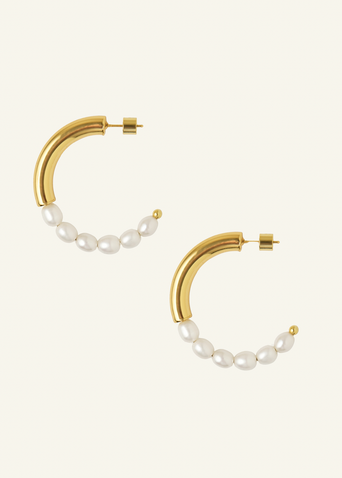 Gold &amp; Pearl Hoop Earrings